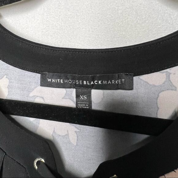 WHITE HOUSE BLACK MARKET / black tan floral lace up tank top / XS - Picture 4 of 7